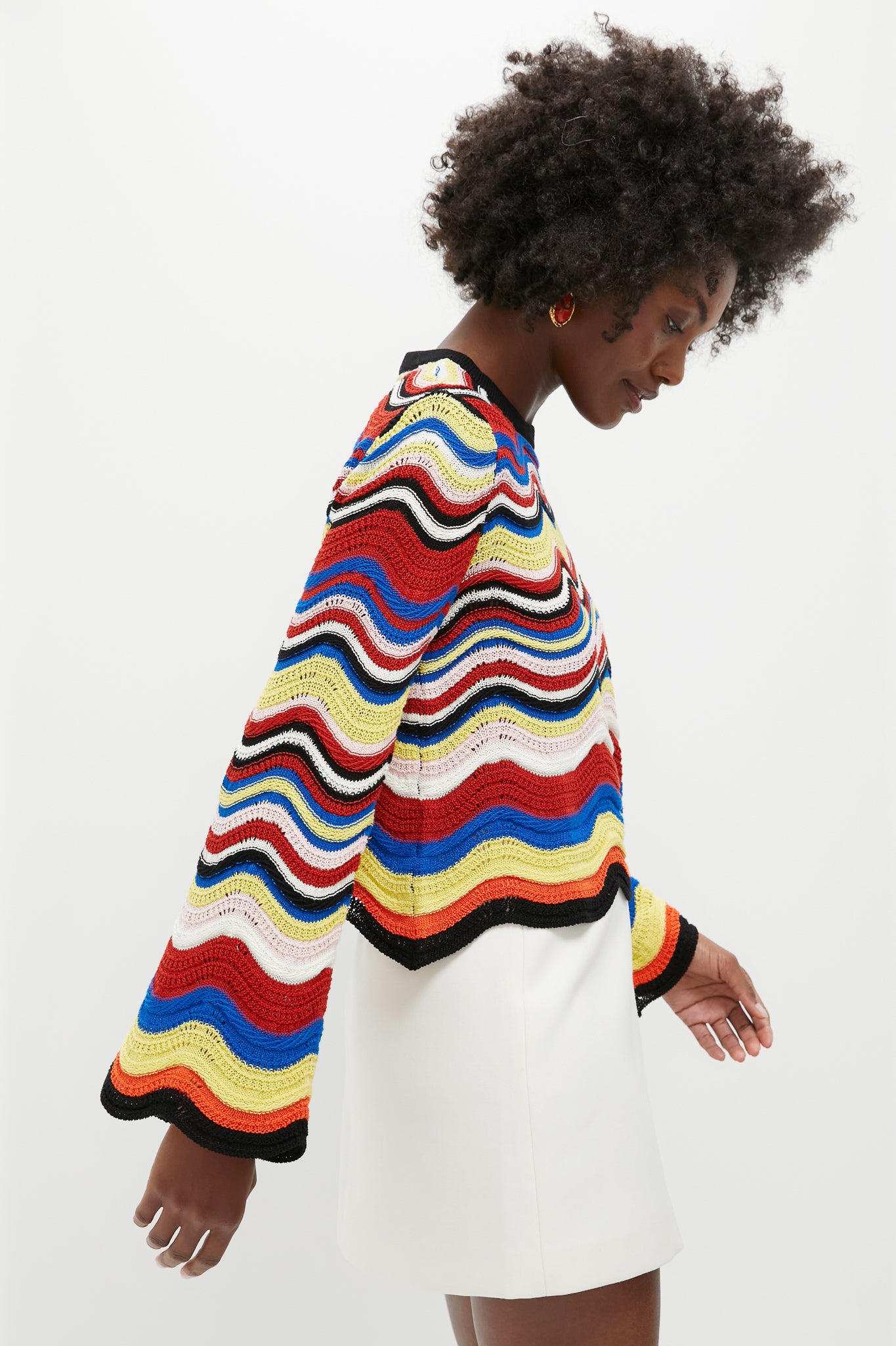 Multicolor Chevron Crop Sweater