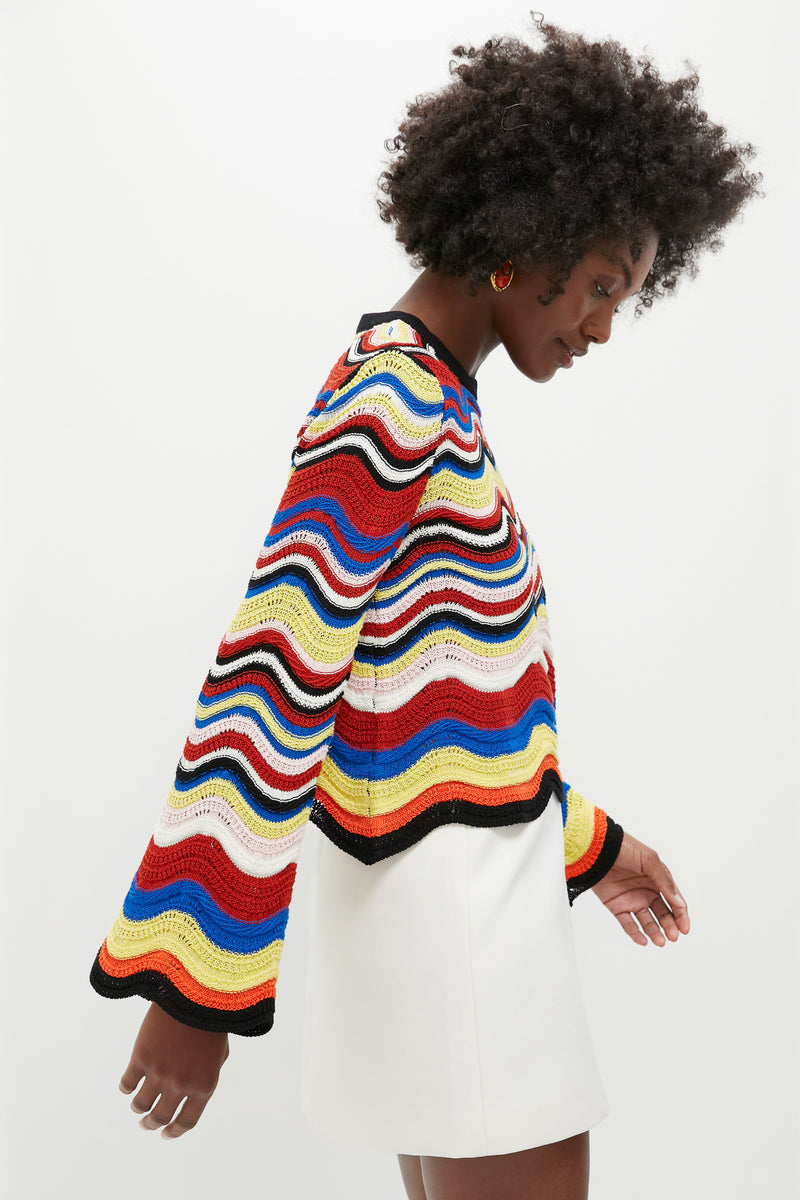 Multicolor Chevron Crop Sweater