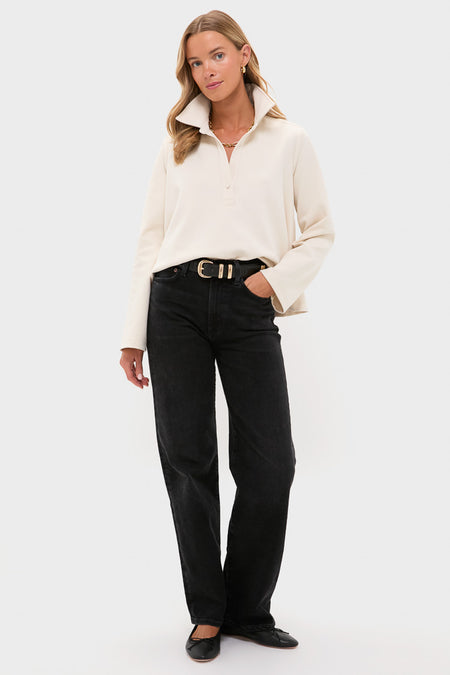 Cream Carlyn Long Sleeve Polo