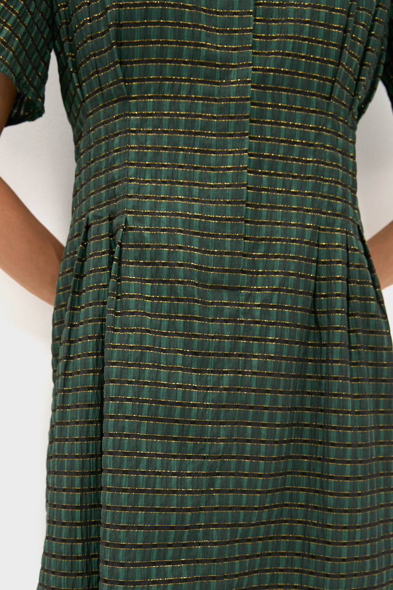 Metallic Green Plaid Mini Delaney Dress