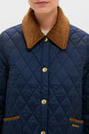 Navy Icons Cropped Liddesdale Quilted Jacket