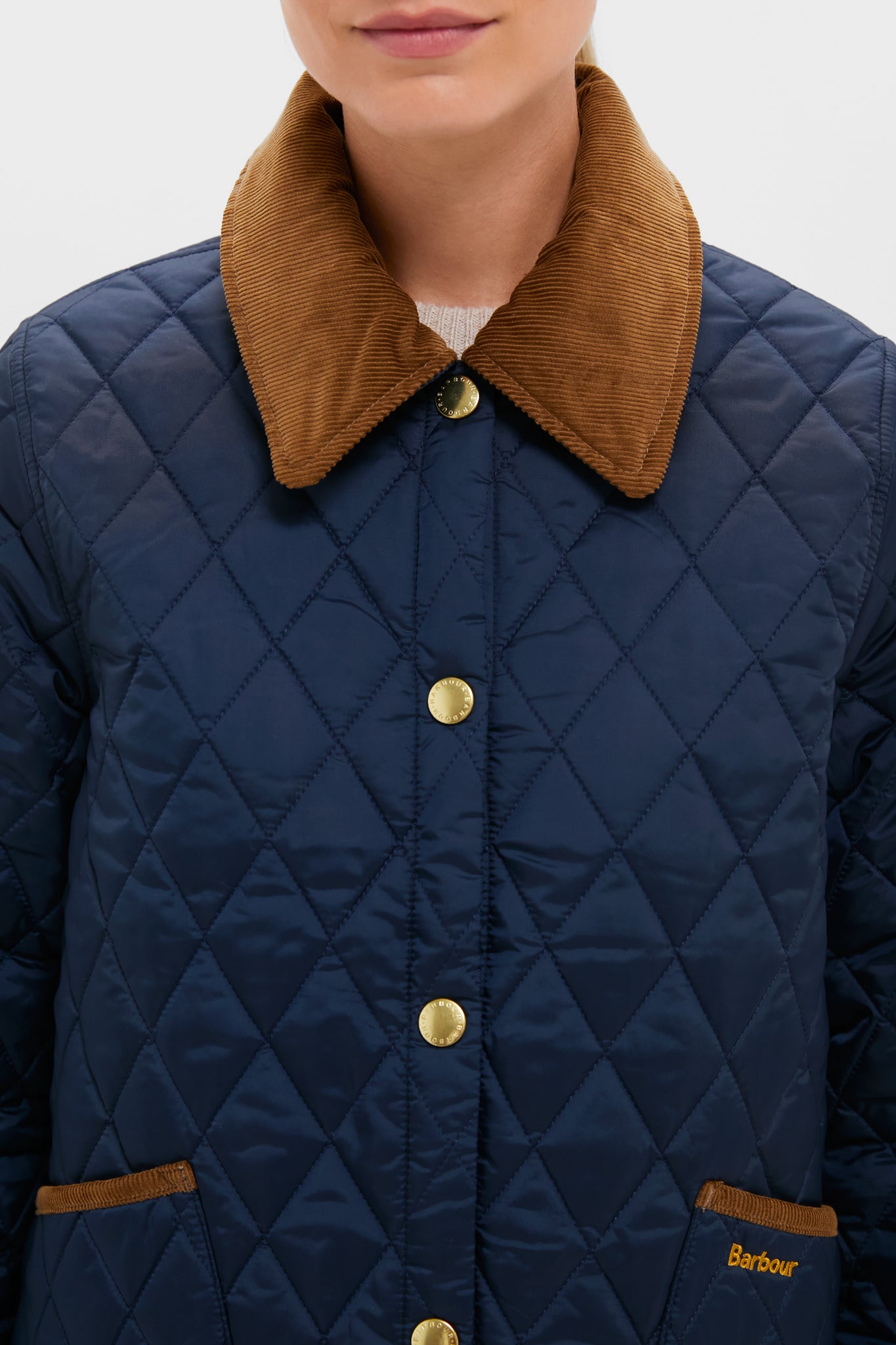 Navy Icons Cropped Liddesdale Quilted Jacket