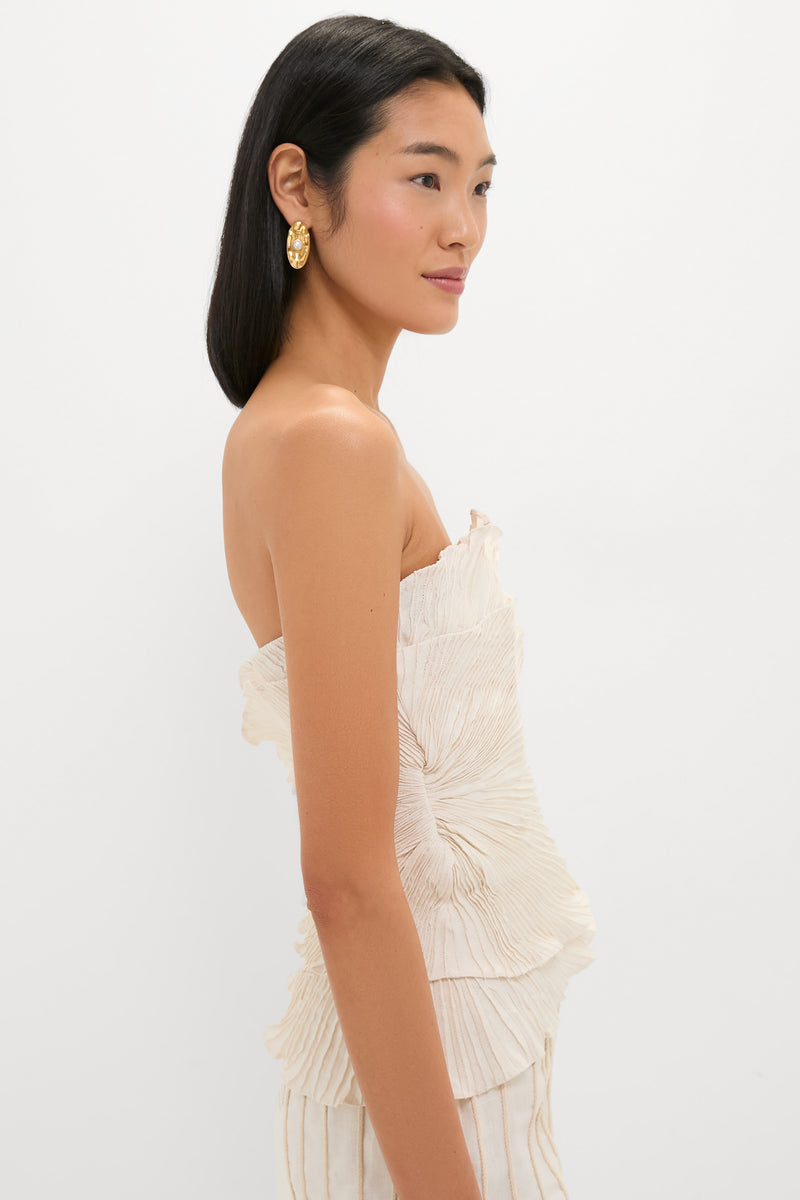 Ivory Las Olas Pleated Top