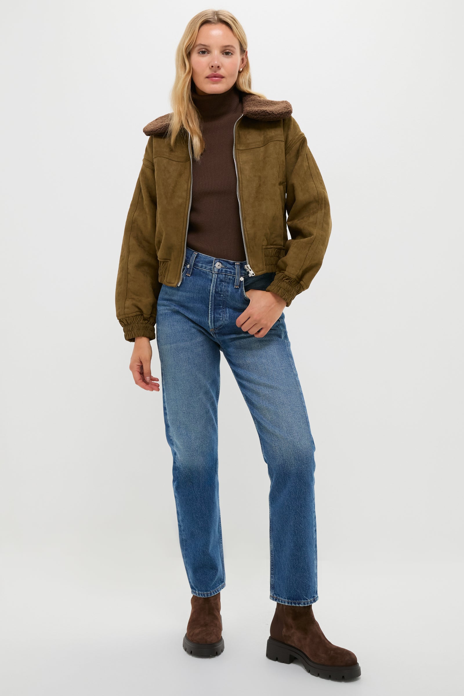 Olive Fur Collar Coat