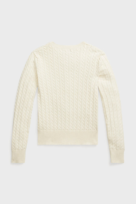 Girls Long-Sleeve Cotton Cable Knit Lurex Cardigan