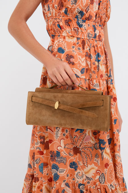 Acorn Suede Veronica Beard Dash Clutch