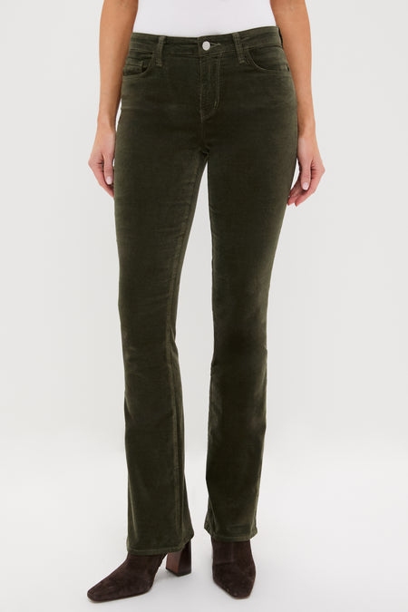 Deep Olive Velvet Stevie High Rise Straight