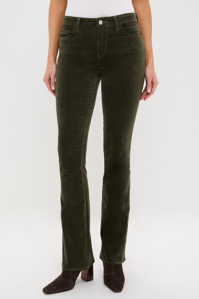 Deep Olive Velvet Stevie High Rise Straight