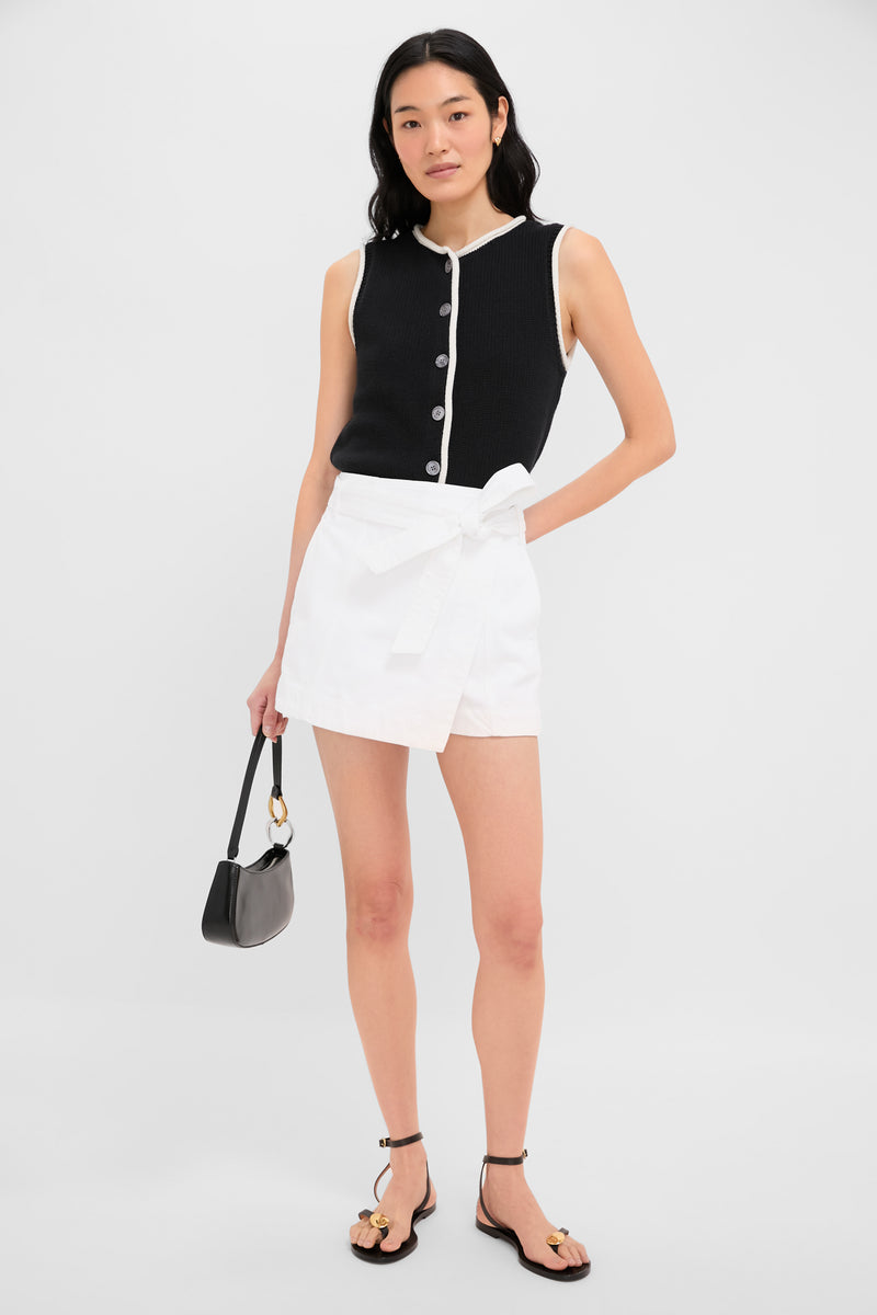 Black and Ivory Bridget Tipped Vest