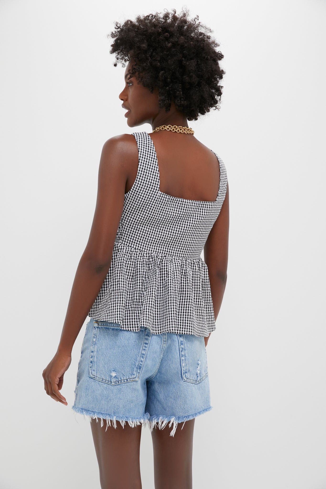 Black Gingham Seersucker Raven Bubble Top