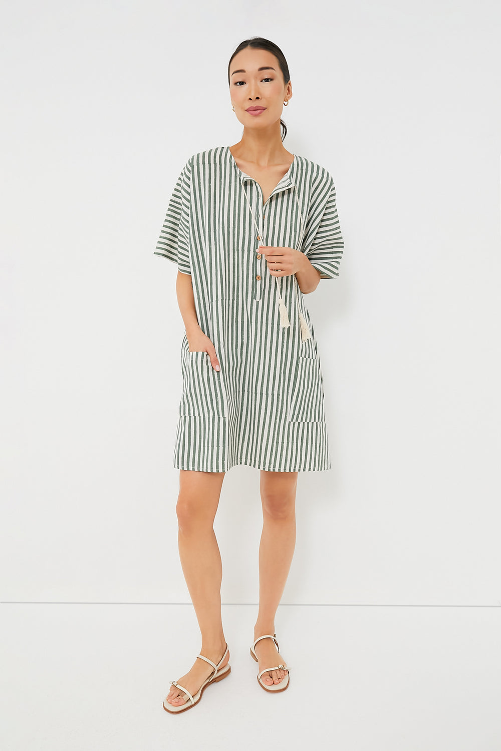 Moss Stripe Organic Baja Caftan
