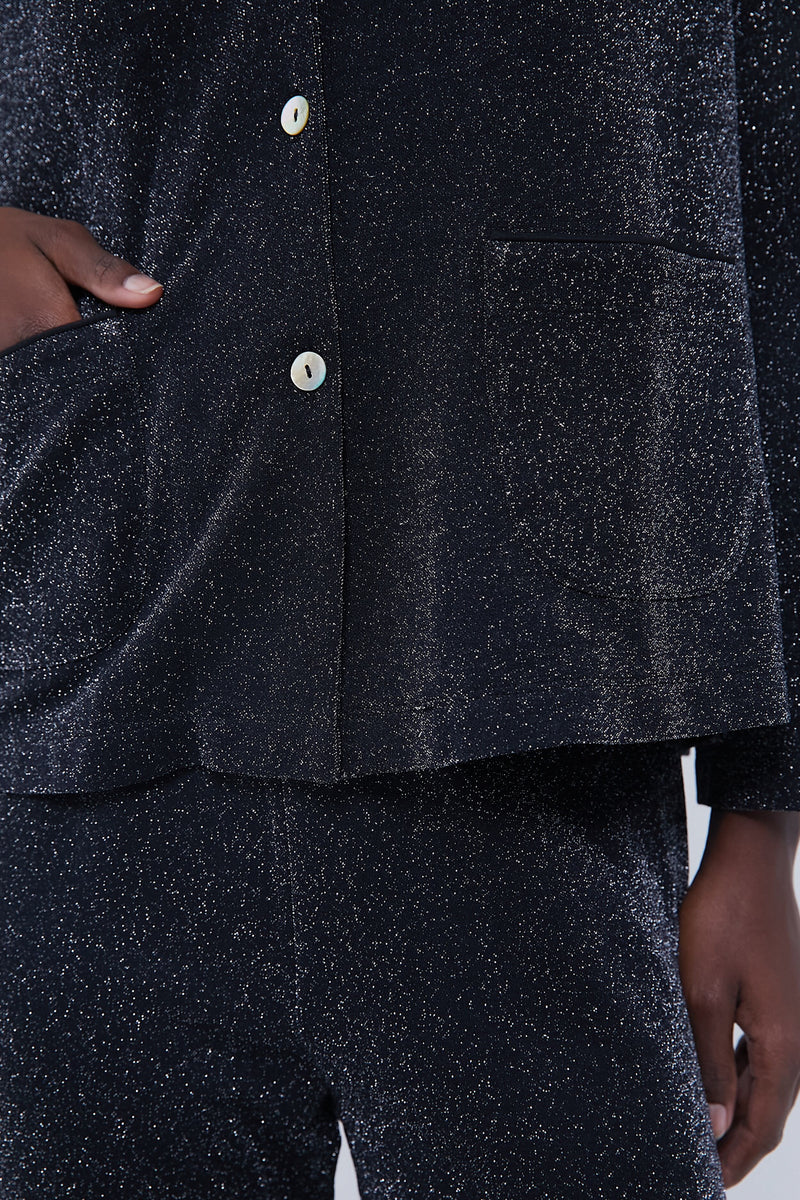 Black Kylie Lurex Hooded Set