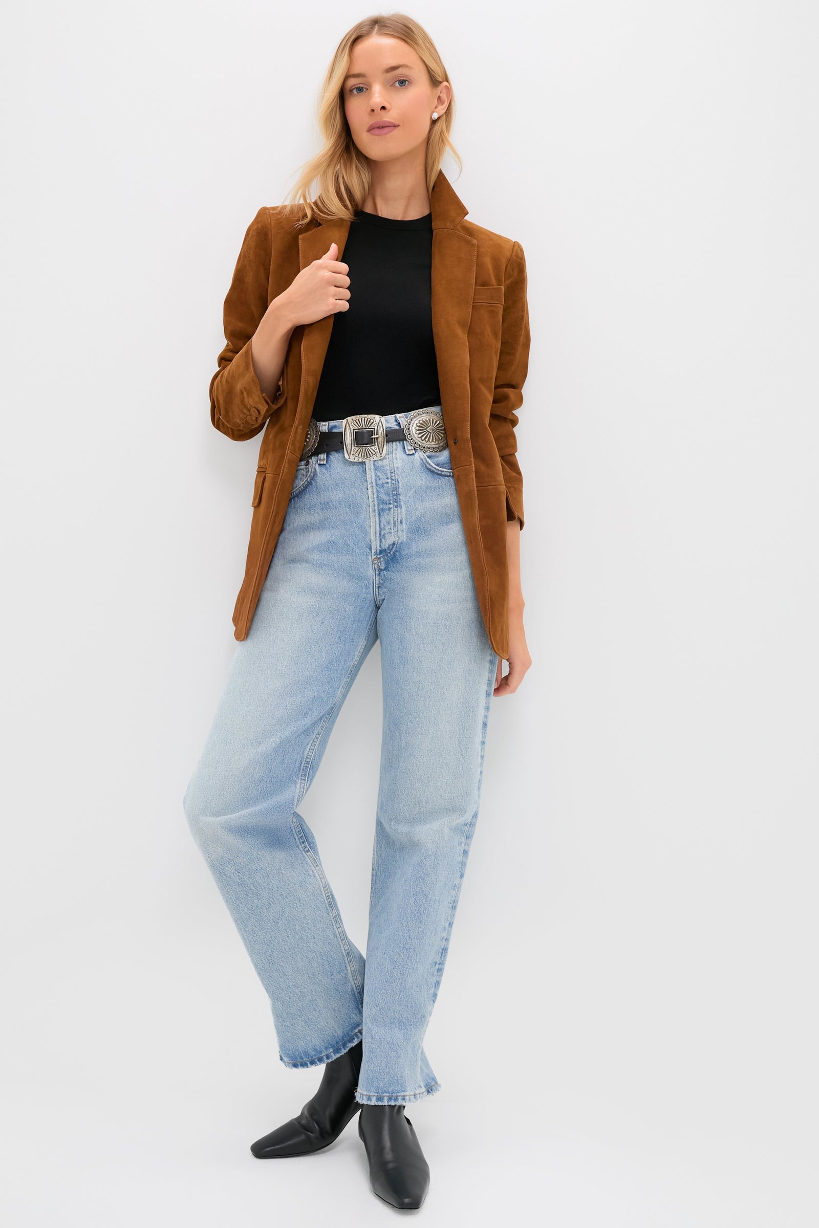 Toffee Suede Leo Blazer