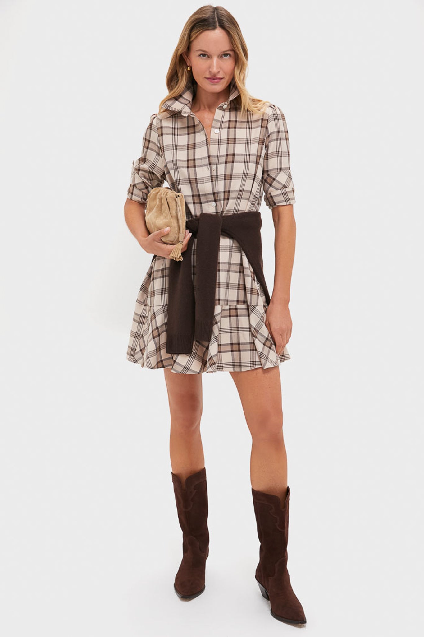 Brown Plaid Callahan Shirt Dress
