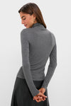 Gray Lightweight Ribbed Topanga Turtleneck