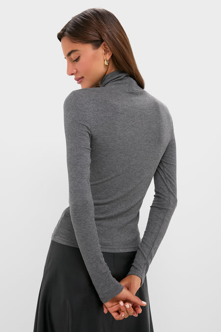 Gray Lightweight Ribbed Topanga Turtleneck