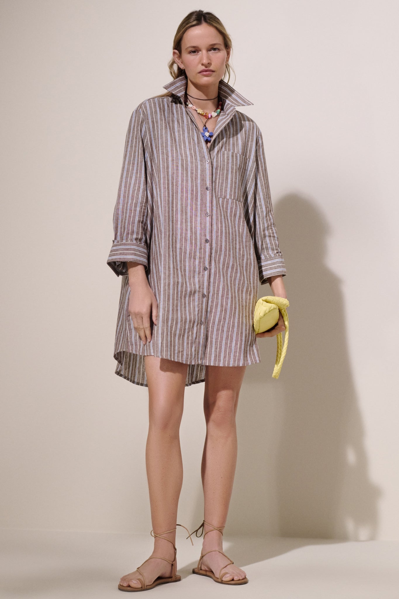 Dove Stripe Linen Carlotta Shirt Dress