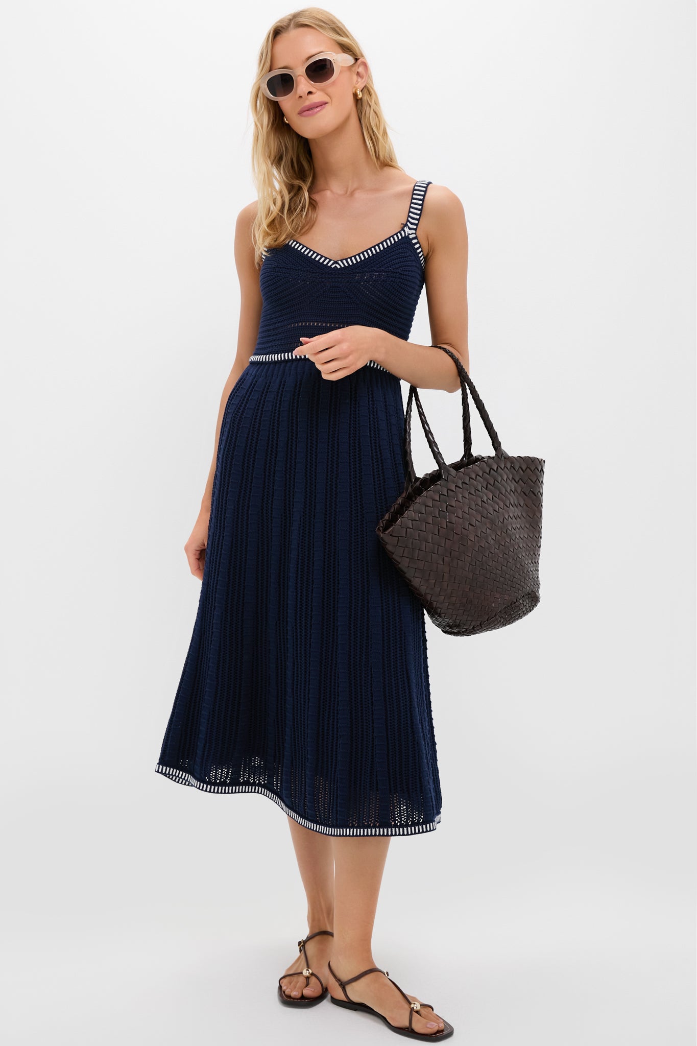 Hyacinth House Navy with White Trim Knit Anne Dress Navy with White Trim / XS Hyacinth House Navy with White Trim Knit Anne Dress Navy with White Trim / XS