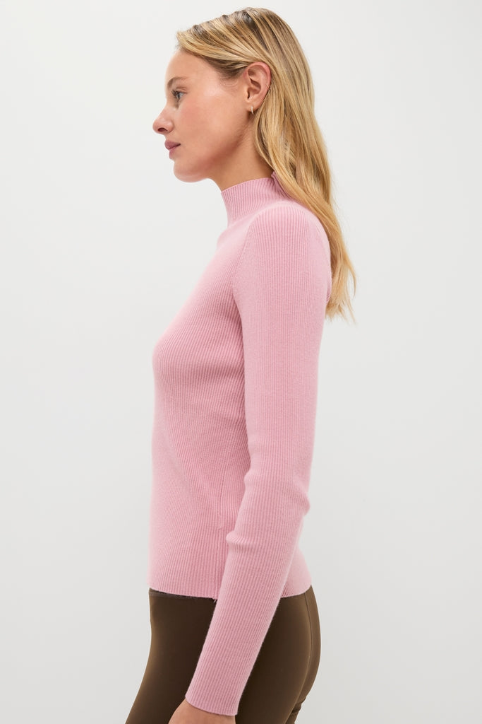 Dusty Rose Ribbed Holden Turtleneck | Tnuck Sport