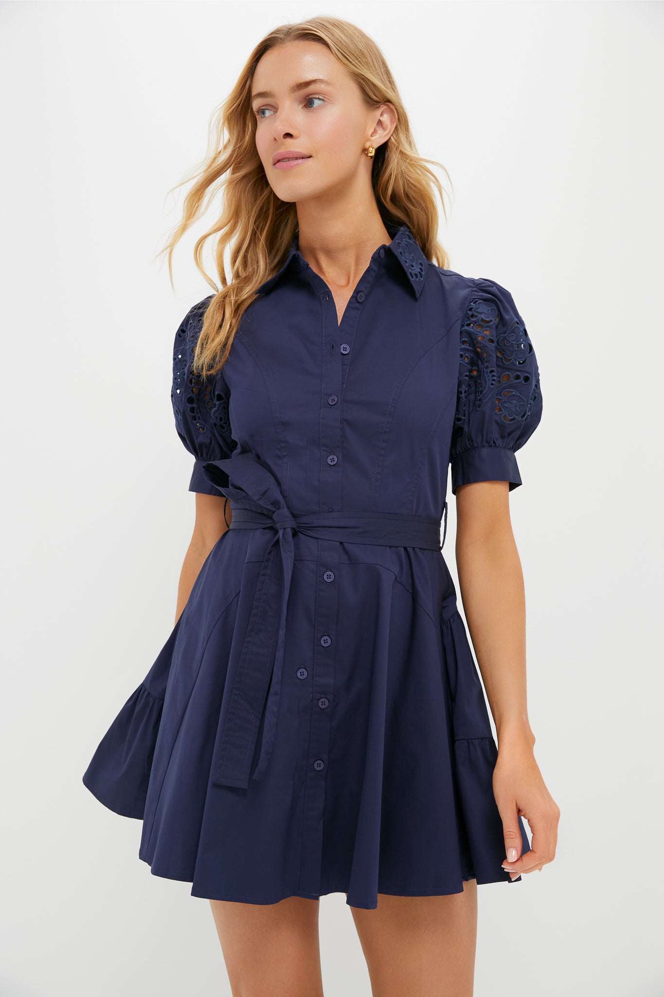 新品★フォクシーワンピースCocoon Sleeve Dress Navy 40 Navy Nara Mini Dress | En Saison