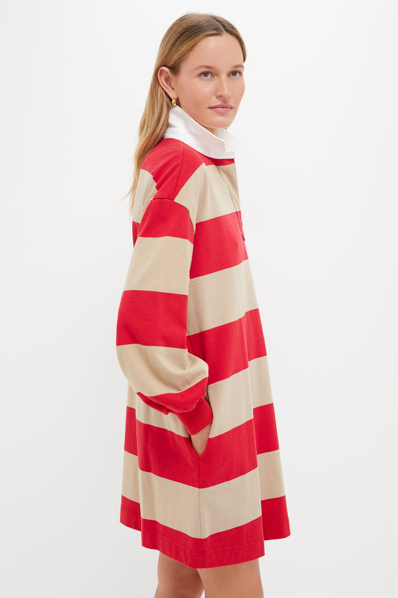 Khaki and Red Stripe Travis Rugby Dress