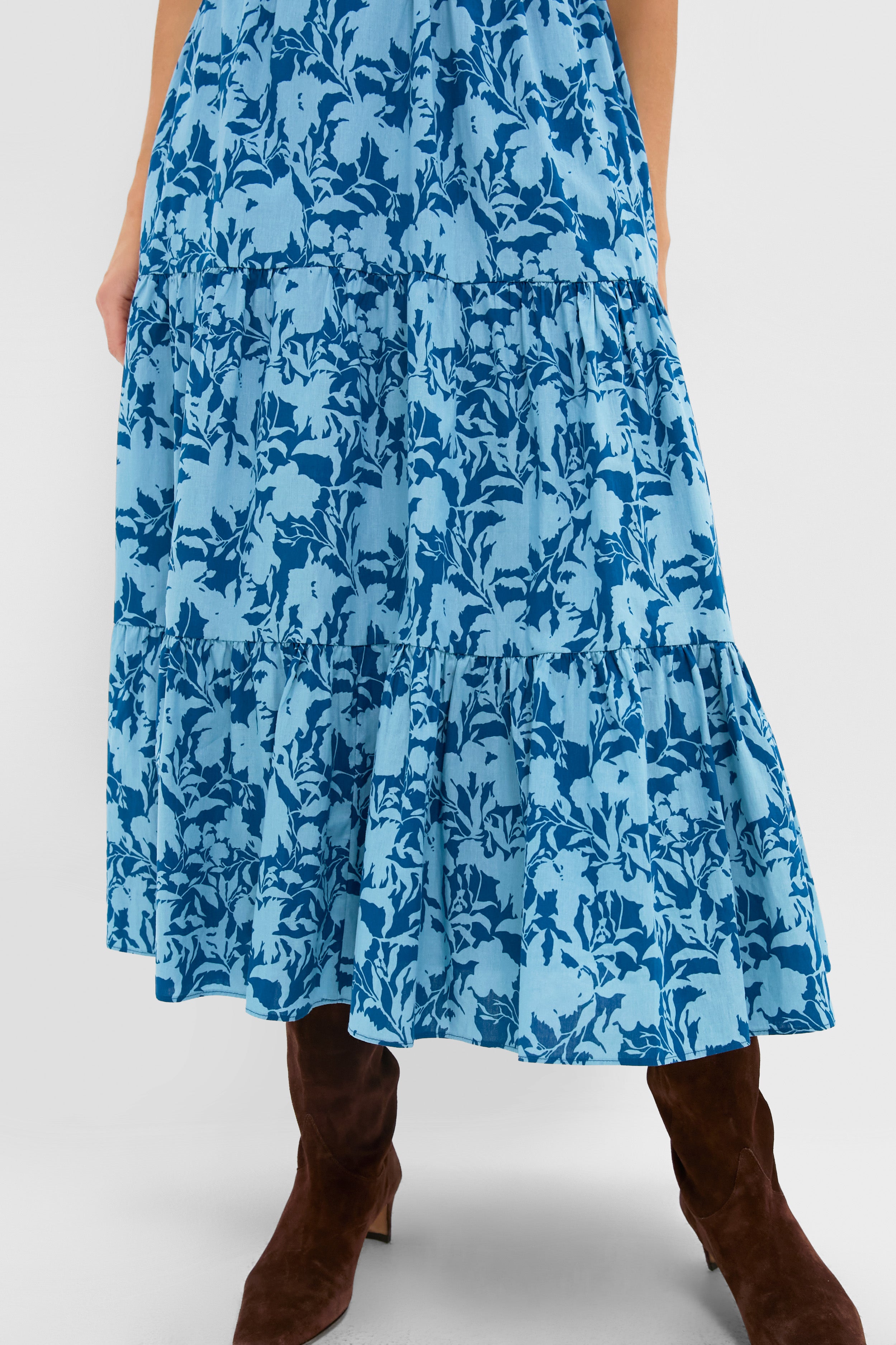Steel Blue Floral Bennett Maxi Dress | Hyacinth House