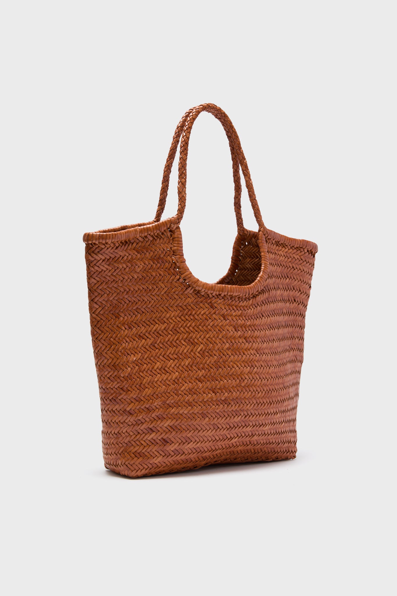Tan Diagonal Arched Tote