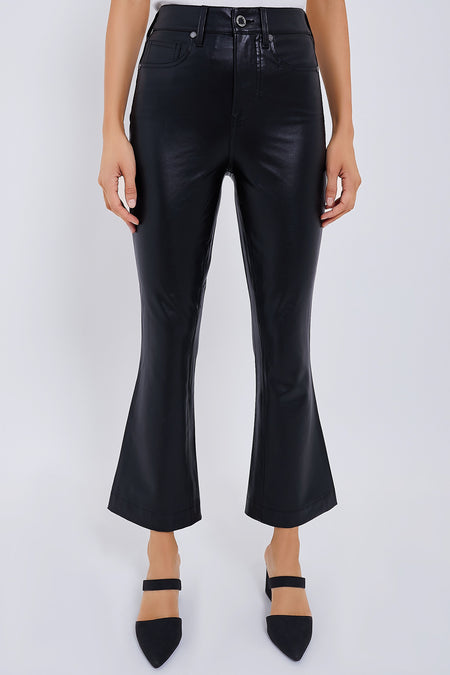 Black Carson Vegan Leather High Rise Ankle Flare Veronica Beard