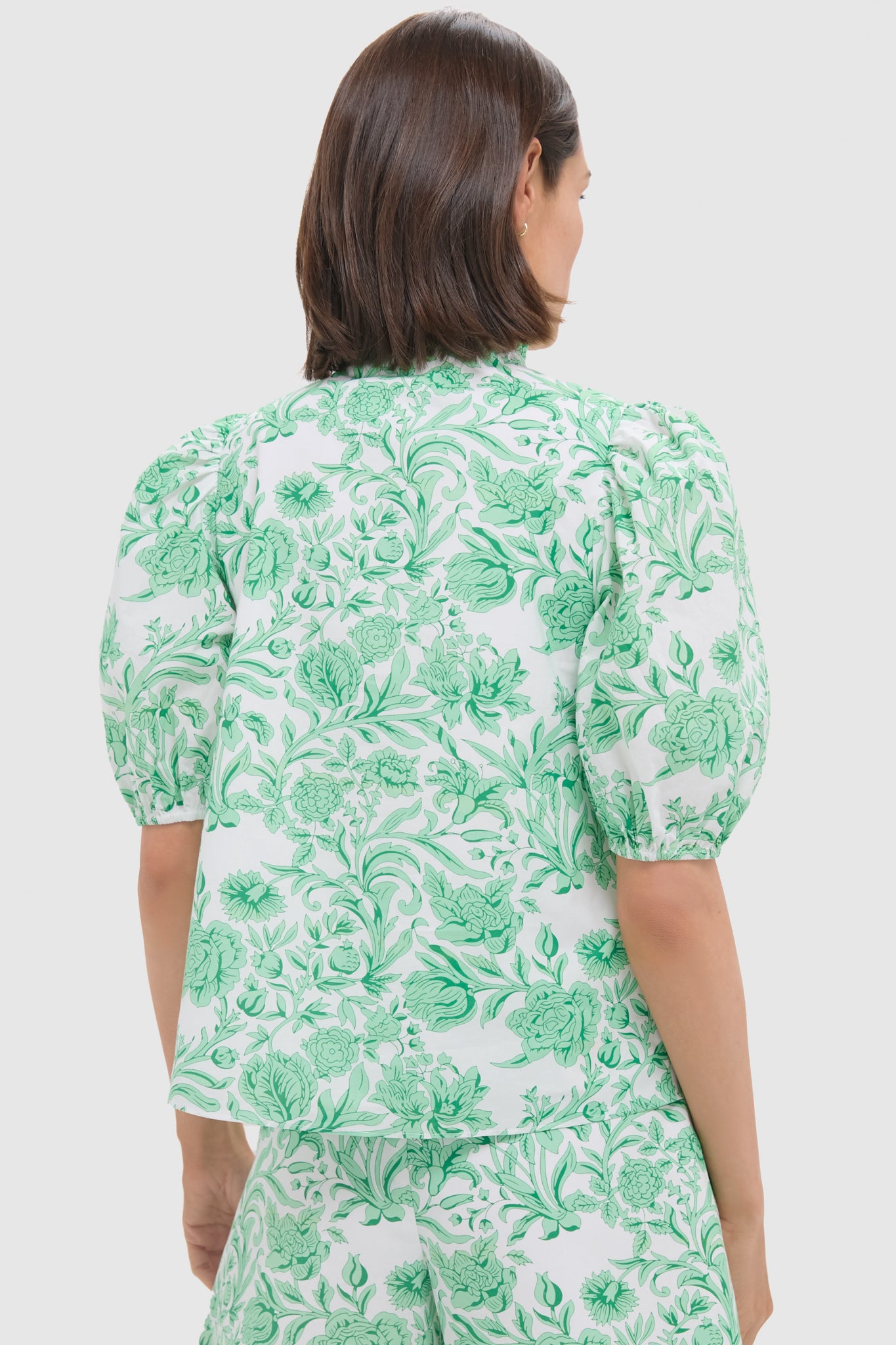 Mint Green Vine Floral Florence Blouse