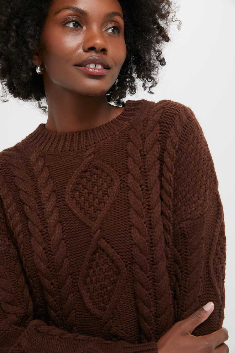 Chocolate Cable Knit Verbier Sweater | Hyacinth House