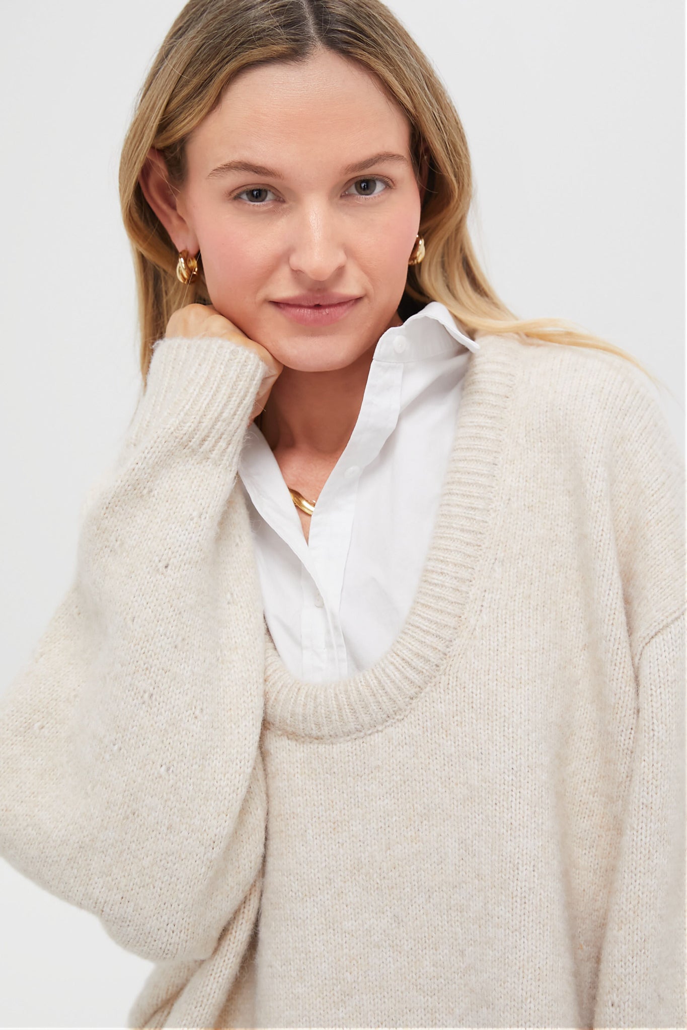 Oatmeal Removable Collar Dickey Sweater