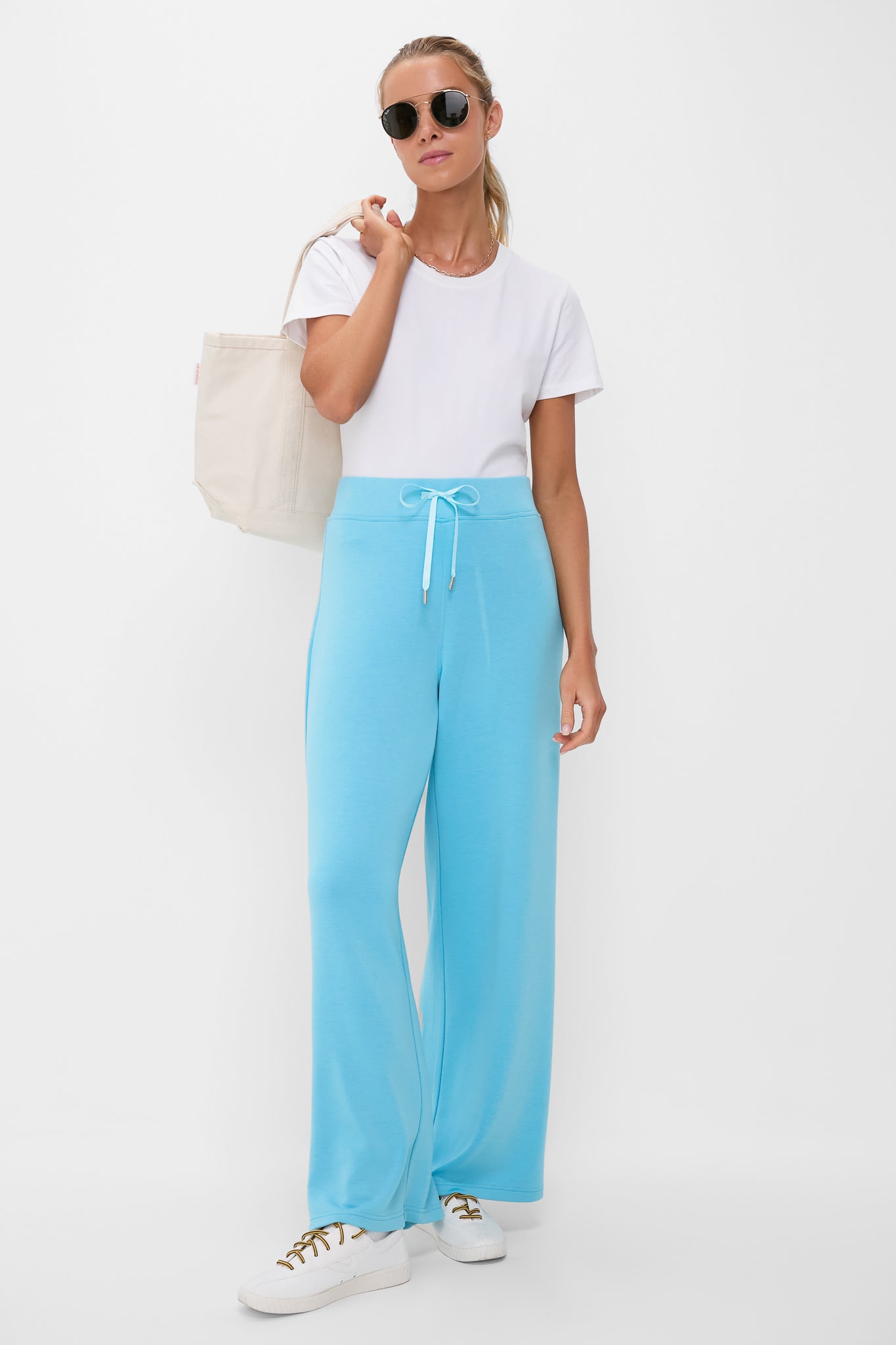 Bright Blue Wide Leg Comfort Stretch Finn Pants | Tnuck Sport