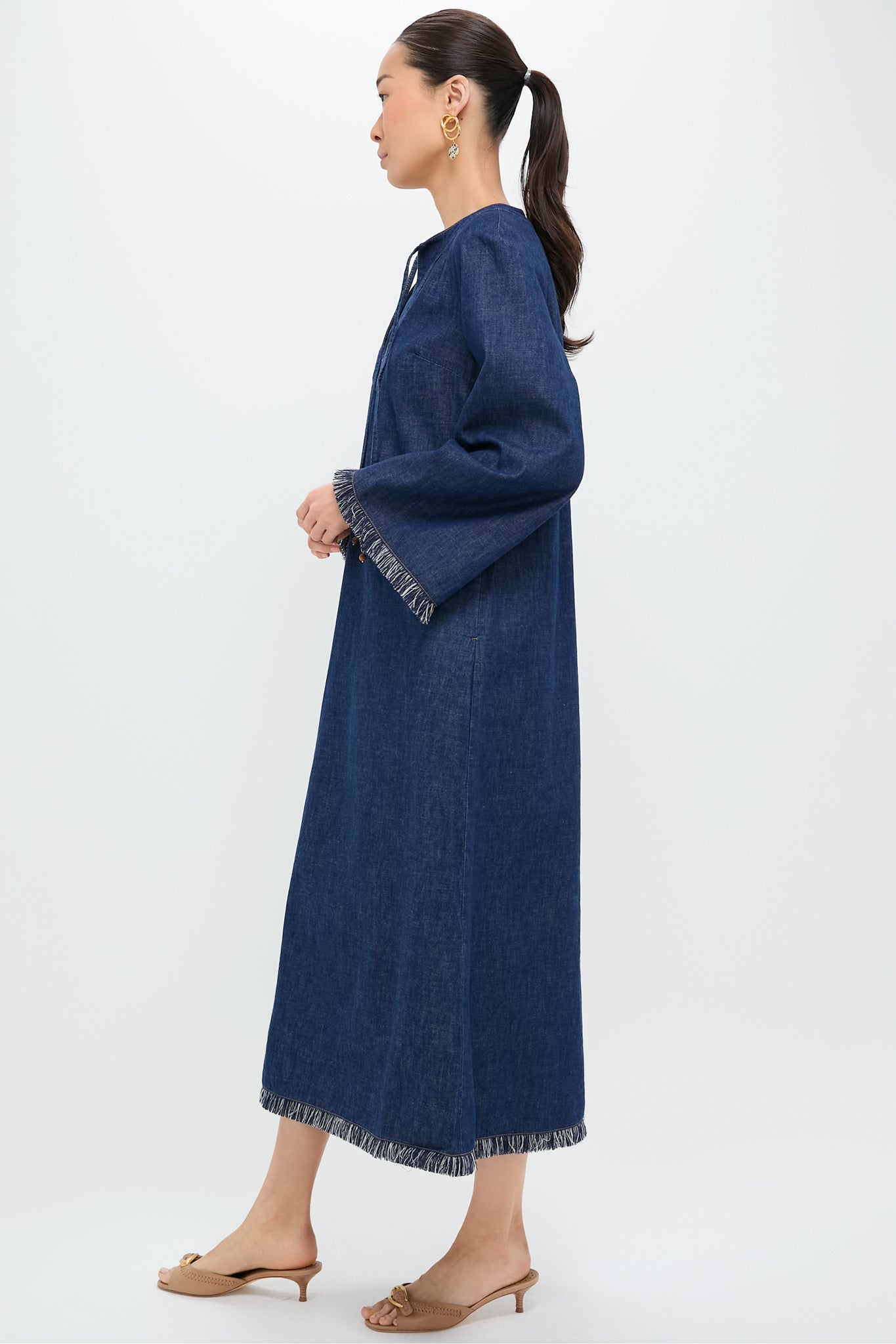 Atlantic Rhiannon Fringe Denim Midi Dress | Zimmermann Atlantic Rhiannon Fringe Denim Midi Dress | Zimmermann