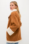 Camel Fur Trim Suede Coat