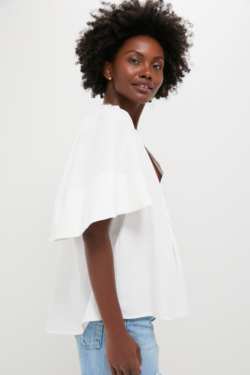 White Finley Flutter Sleeve Top