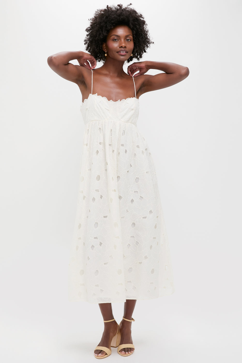ulla johnson white dress | Women's Gossamer Gown in with Feather Embroidery in Brown Silk Chiffon A-line Size 0 | Black Tie | Evening Designed for a slim fit Ulla Johnson Celestia Dress In