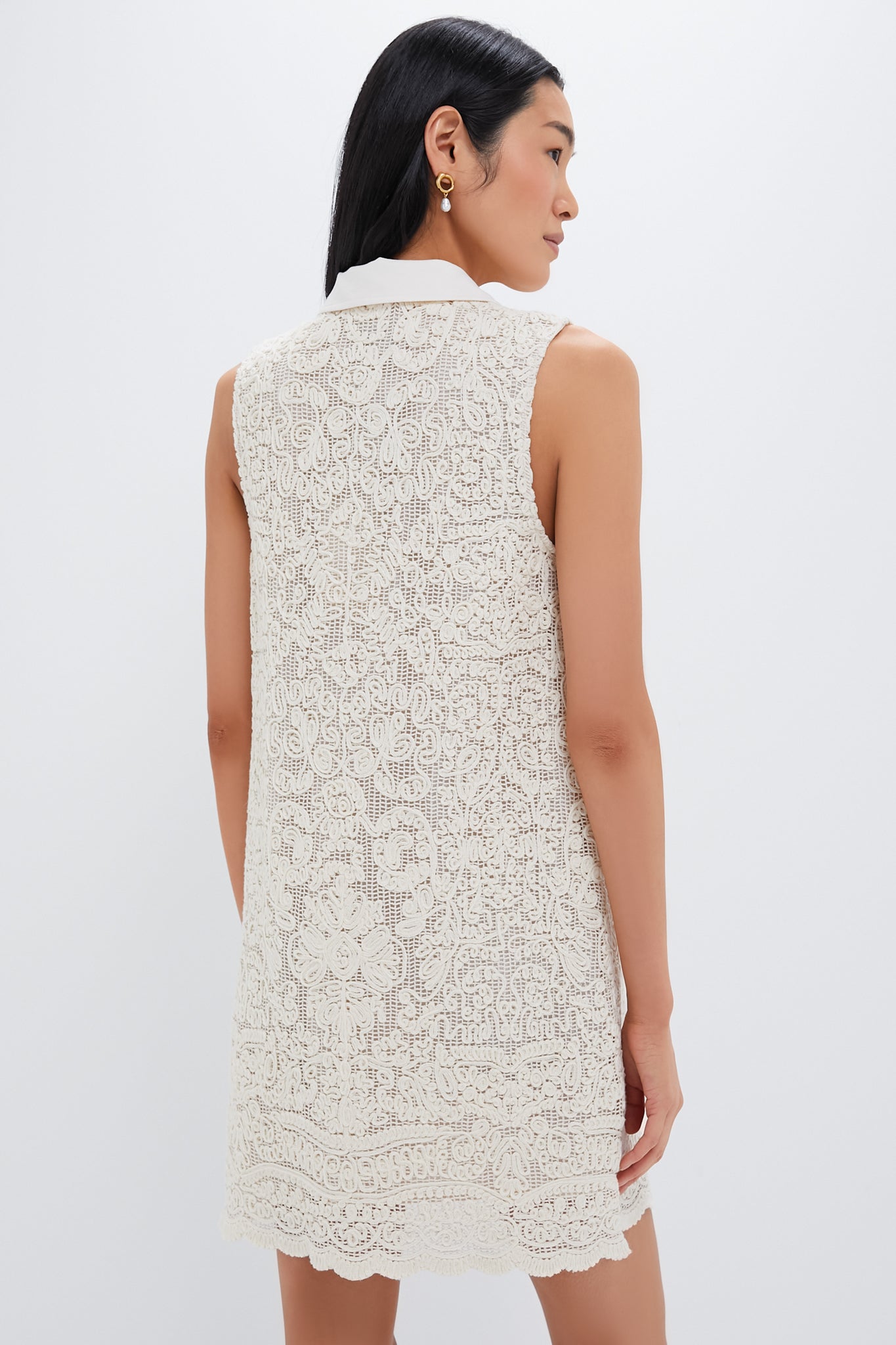 Tan Lace Sleeveless Collier Dress