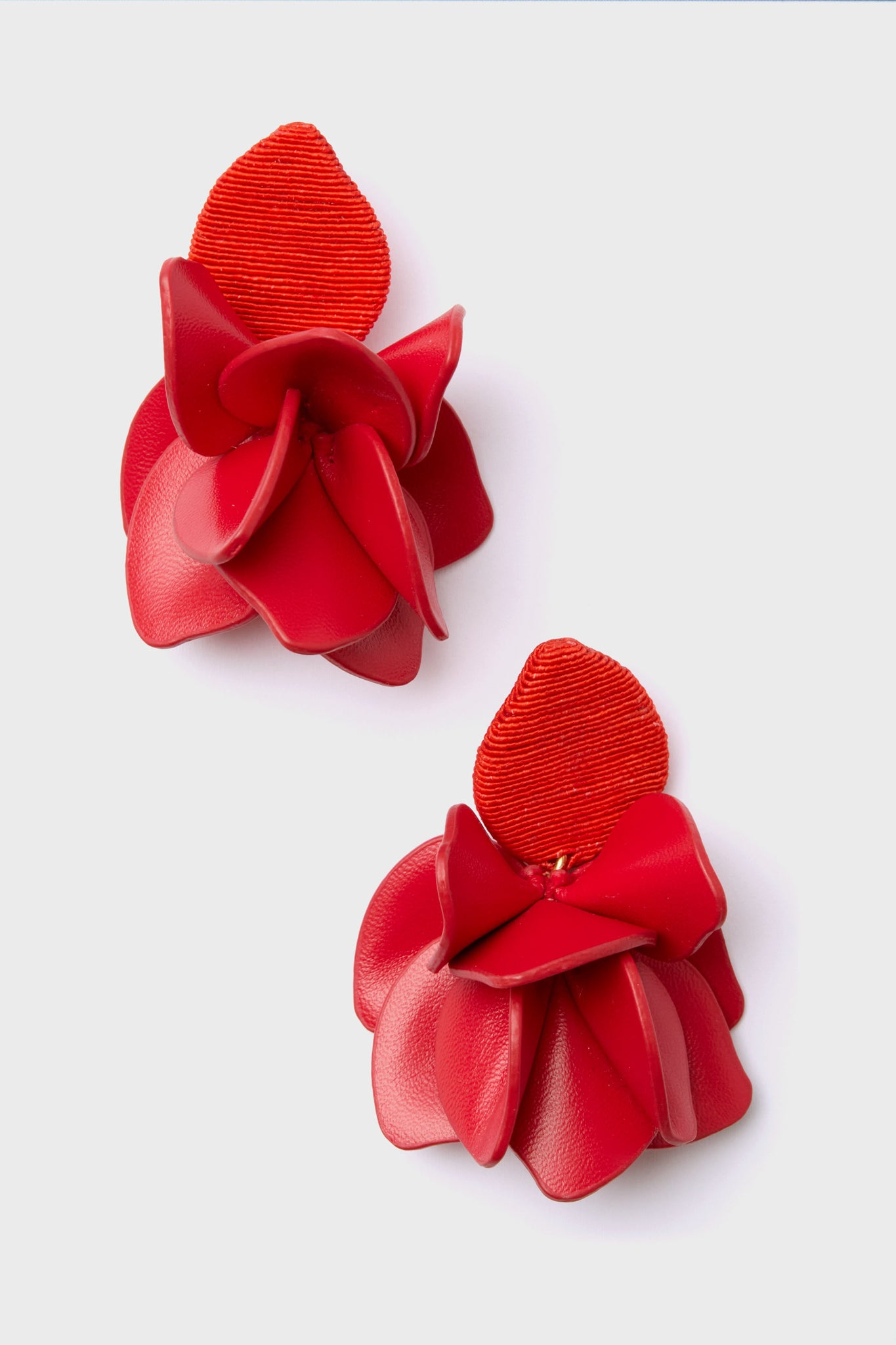 Poppy Red Silk and Leather Orchid Earrings | Tuckernuck Jewelry