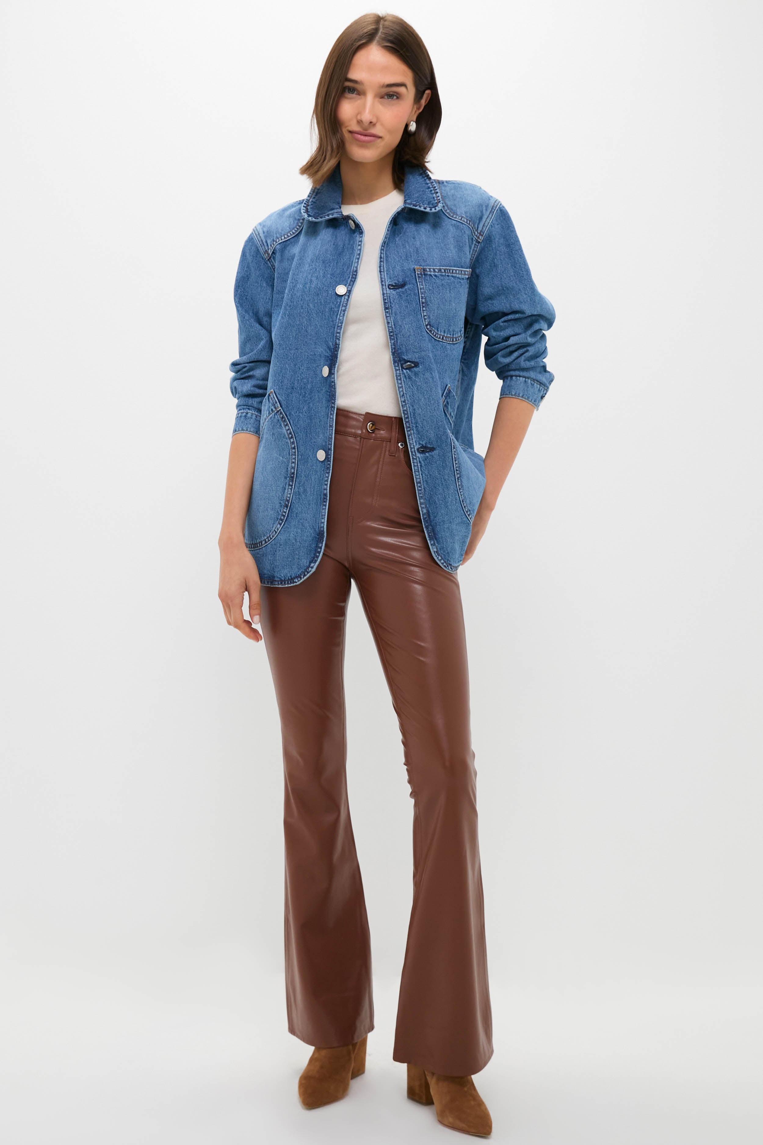 Mahogany Faux Leather Beverly High Rise Skinny Flare | Veronica Beard