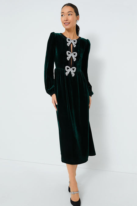 Racing Green Camille Bows Dress Saloni - Main Image