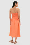 Orange V-Neck Midi Dress