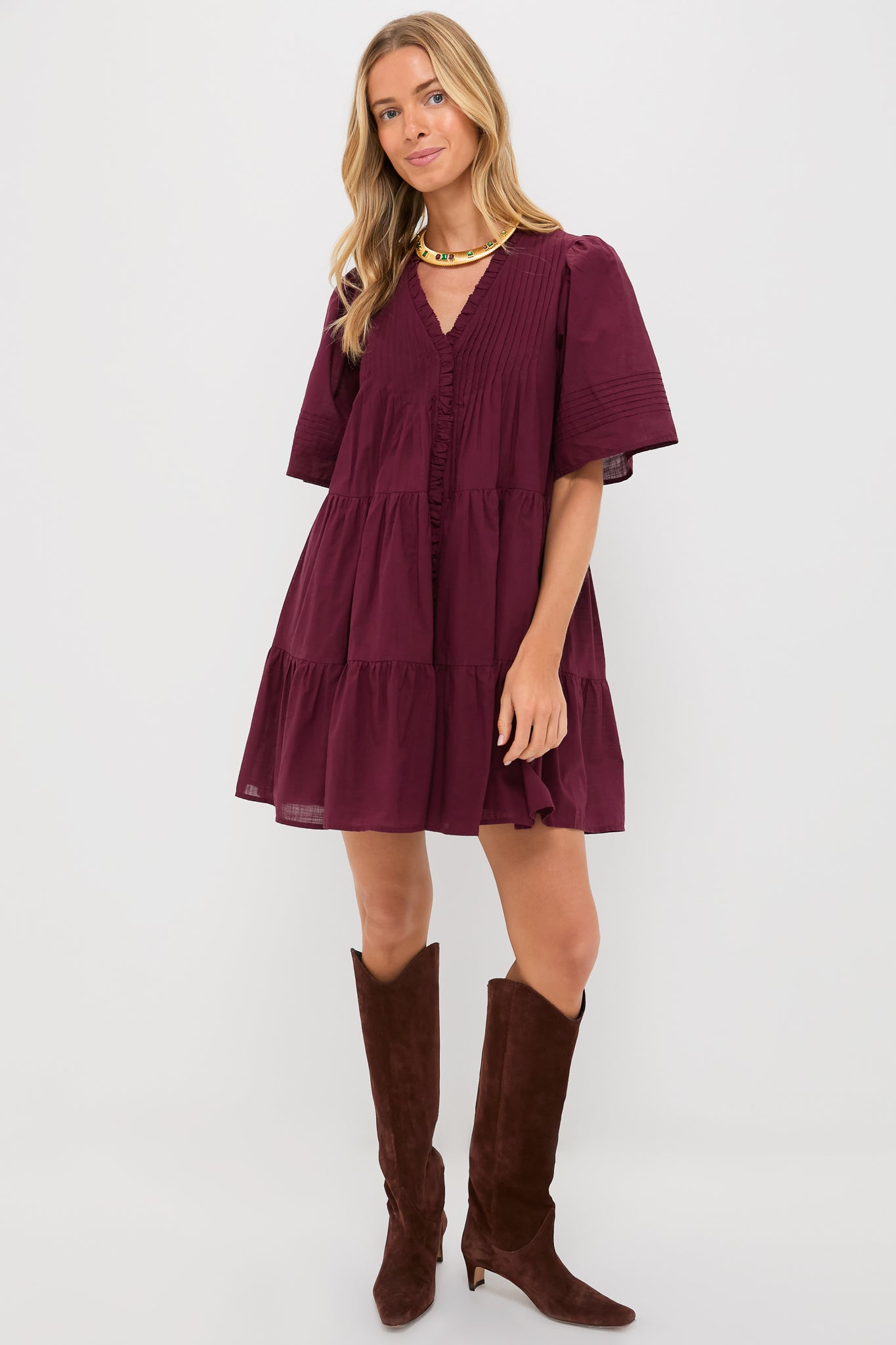 Exclusive Burgundy Anise Short Sleeve Dress | Sea New York Exclusive Burgundy Anise Short Sleeve Dress | Sea New York