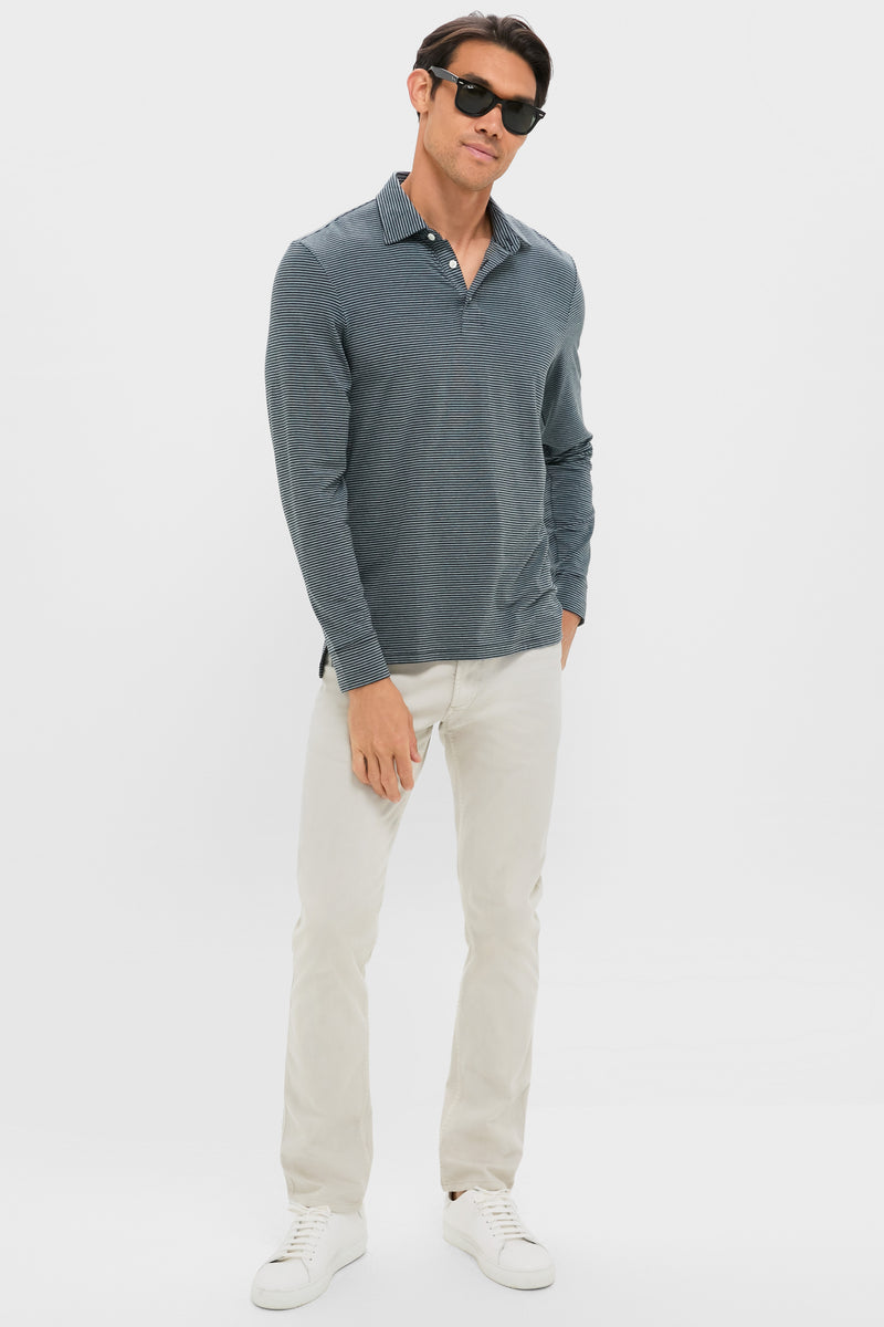Moonlight Point Stripe Long Sleeve Movement Polo