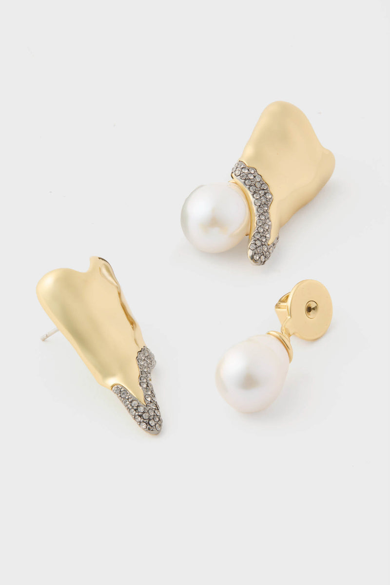 Gold and Pearl Spencer Earrings
