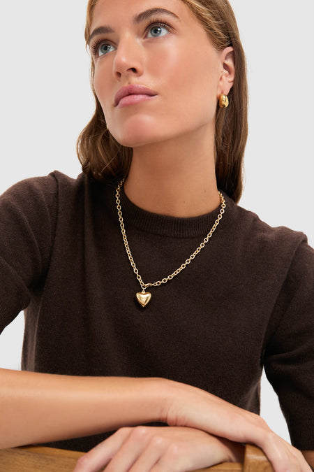Gold Mini Puffy Heart Necklace