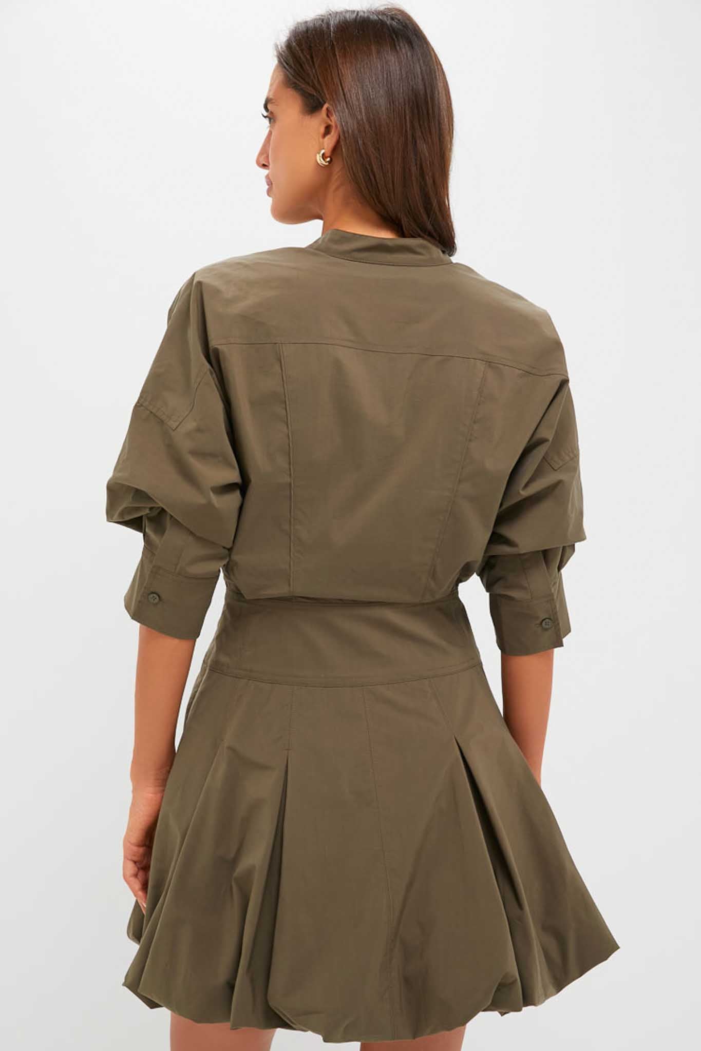 Faded Olive Effie Bubble Mini Dress