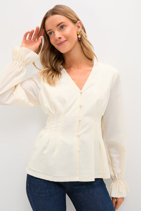 Ivory Wool Chiffon Madison Blouse