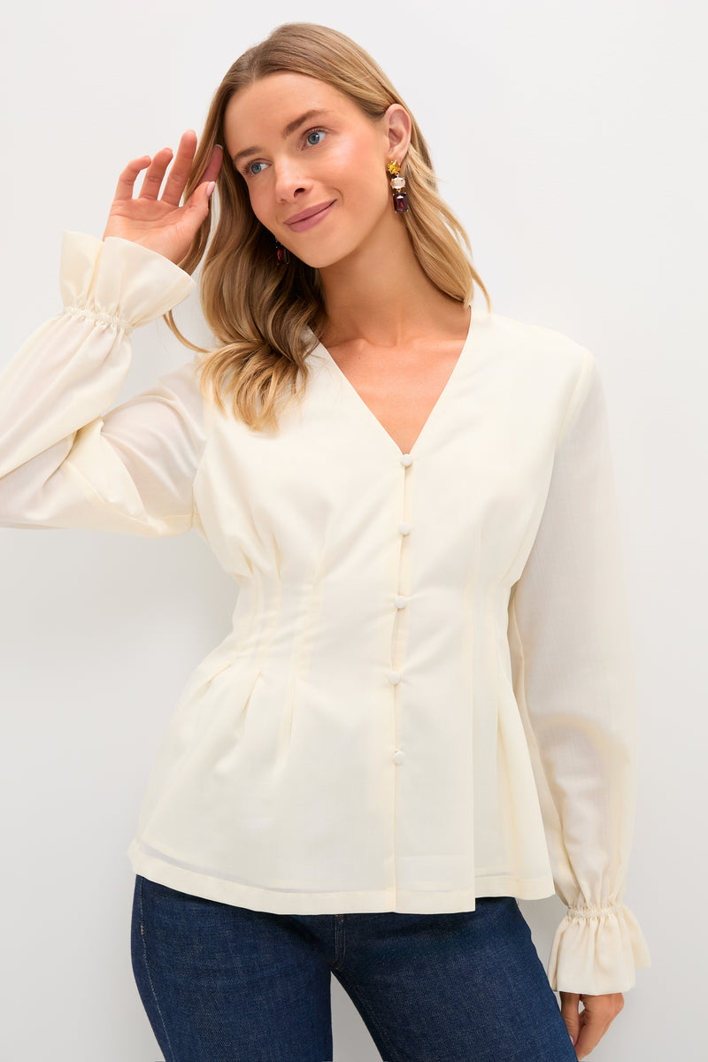 Ivory Wool Chiffon Madison Blouse