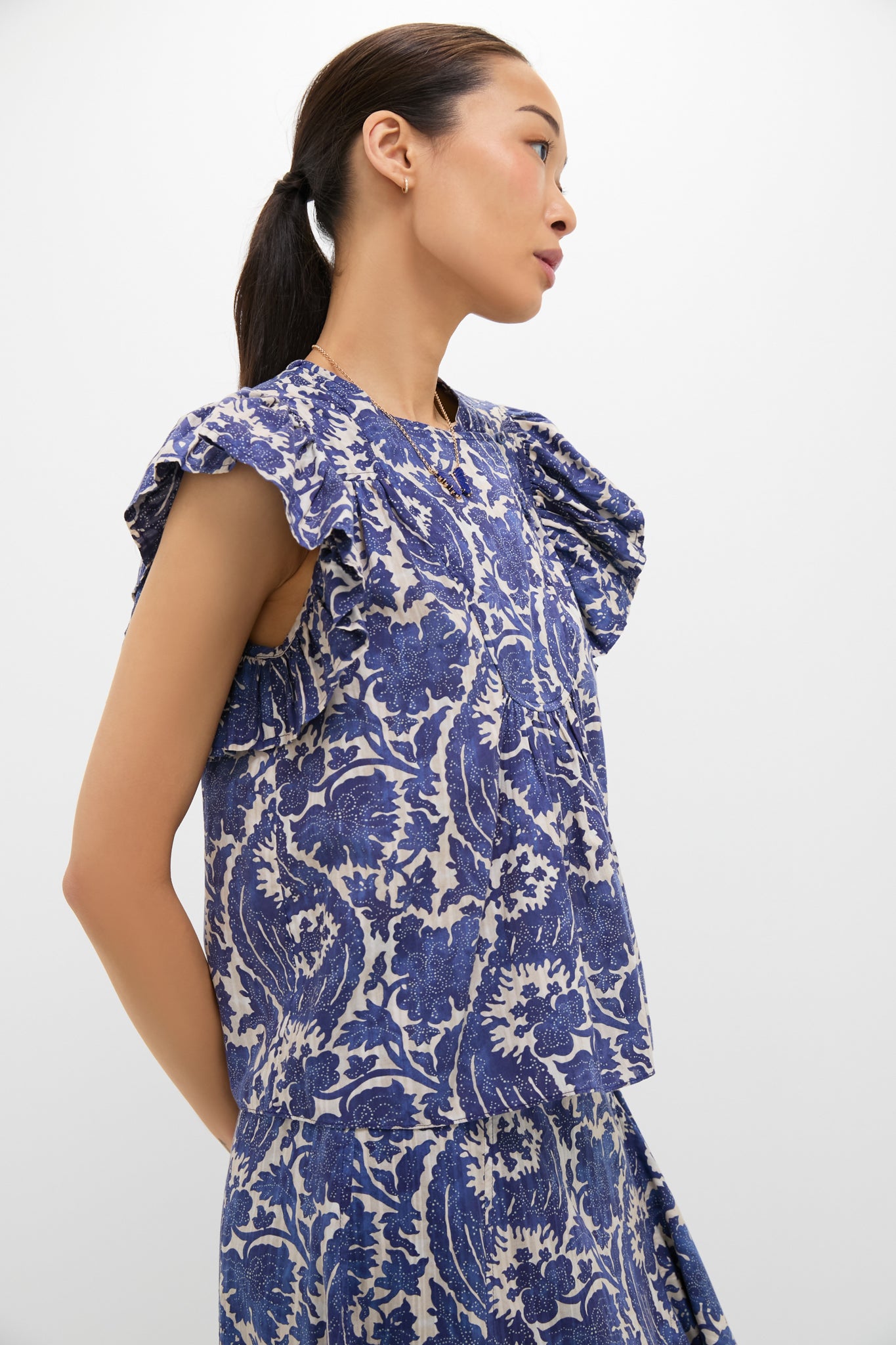 Ocean Sienna Flutter Sleeve Top