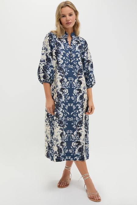 Indigo Reflection Cotton Linen Maryse Caftan
